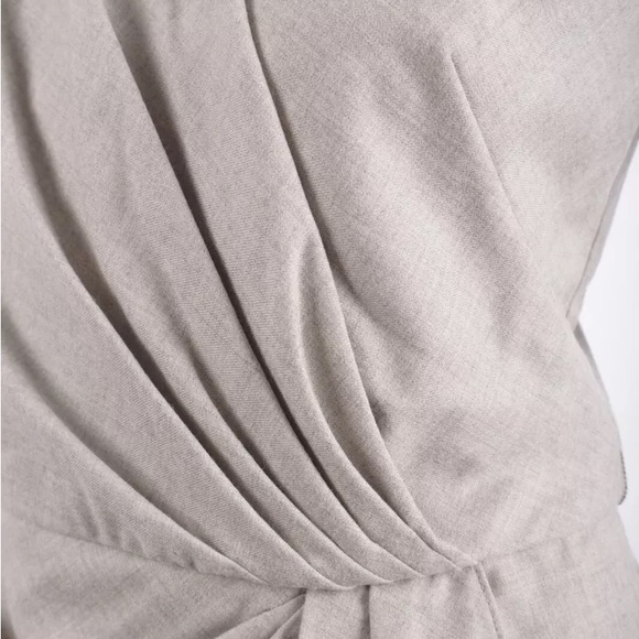 Ralph Lauren Purple Label Womans Midi Draped Dress Sz 8 Gray Wool Sleeveless NWT - Picture 4 of 6